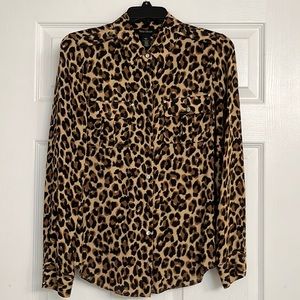 Classy animal print washable silk blouse